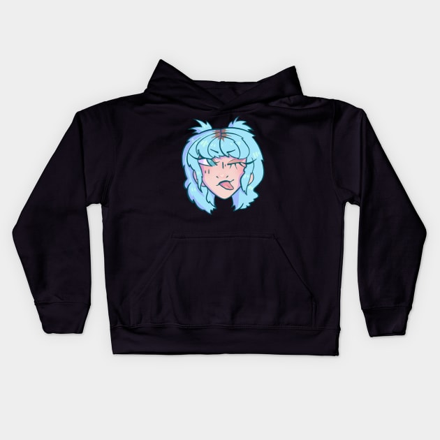 Blue Haired Girl Kids Hoodie by novembersgirl